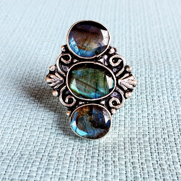 New Faceted Labradorite 925 Silver Ring. - Picture 11 of 11